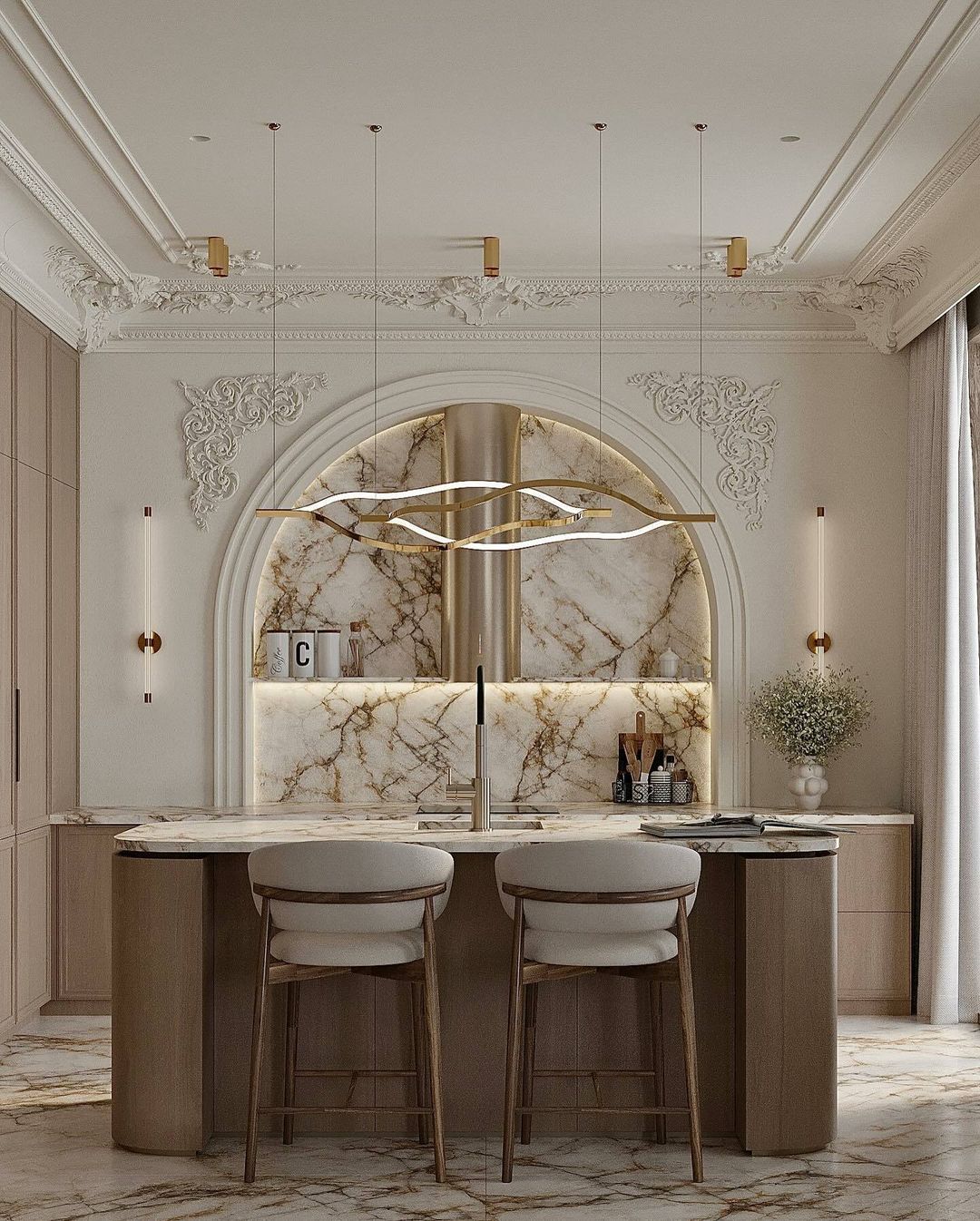 Modern Simple Aluminum Waving Chandelier
