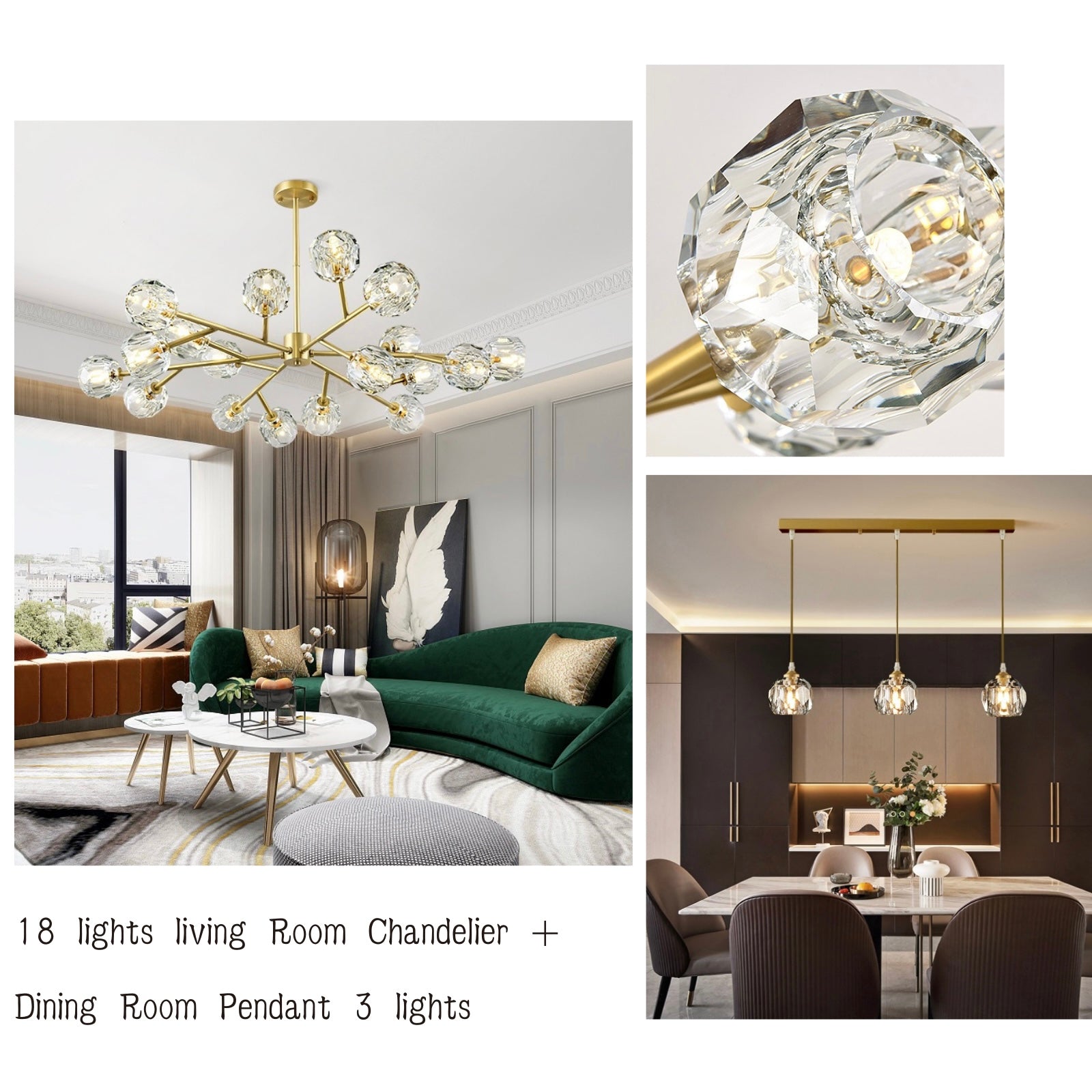 Brass Sputnik Chandelier With K9 Crystals Modern Ceiling Light Fixture