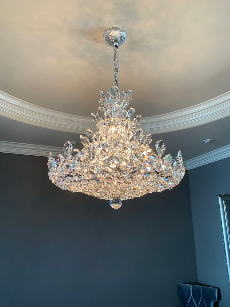 Luxury Empire Floral Crystal Chandelier With 4 Layers Modern Light Fixture For Foyer And Living Room