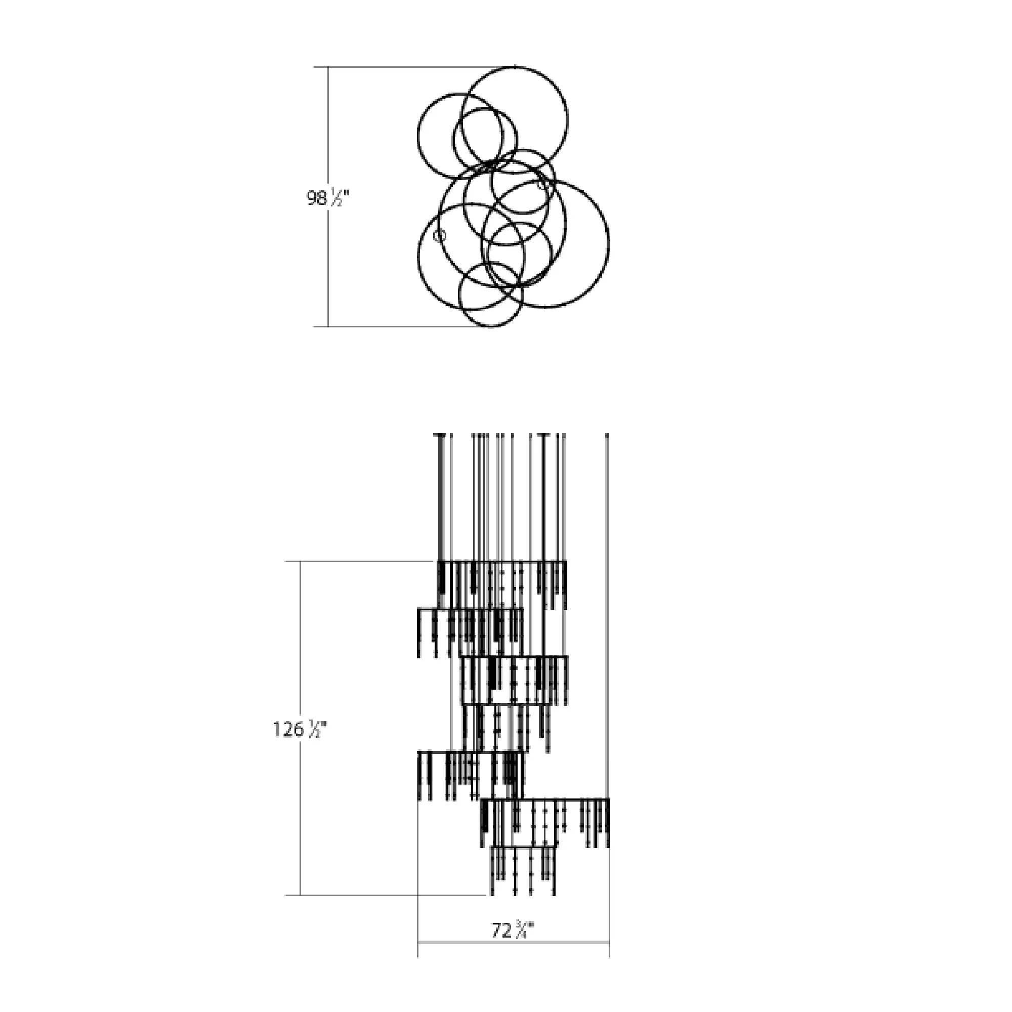 Modern Art Design Multi-layers Rings Vertical LED Chandelier