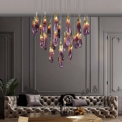 Fashionable and Beautiful Eggplant-shaped Crystal Chandelier