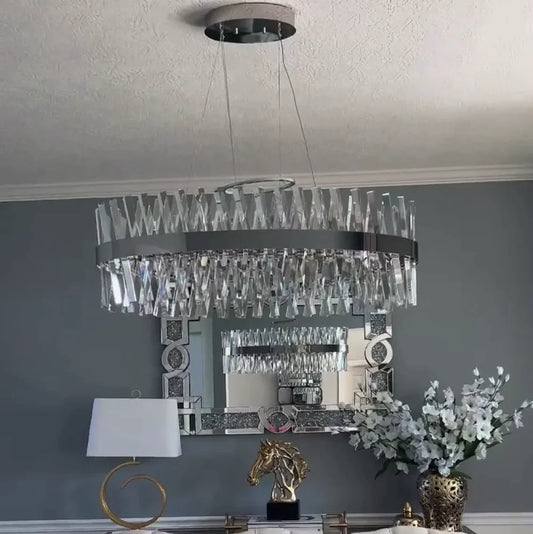 Nordic Oval Post-modern Light Luxury Crystal Chandelier For Kitchen Island/Dining Room