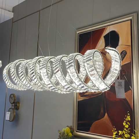Luxury Linear Spiral Crystal Chandelier for Dining Room/Kitchen Island