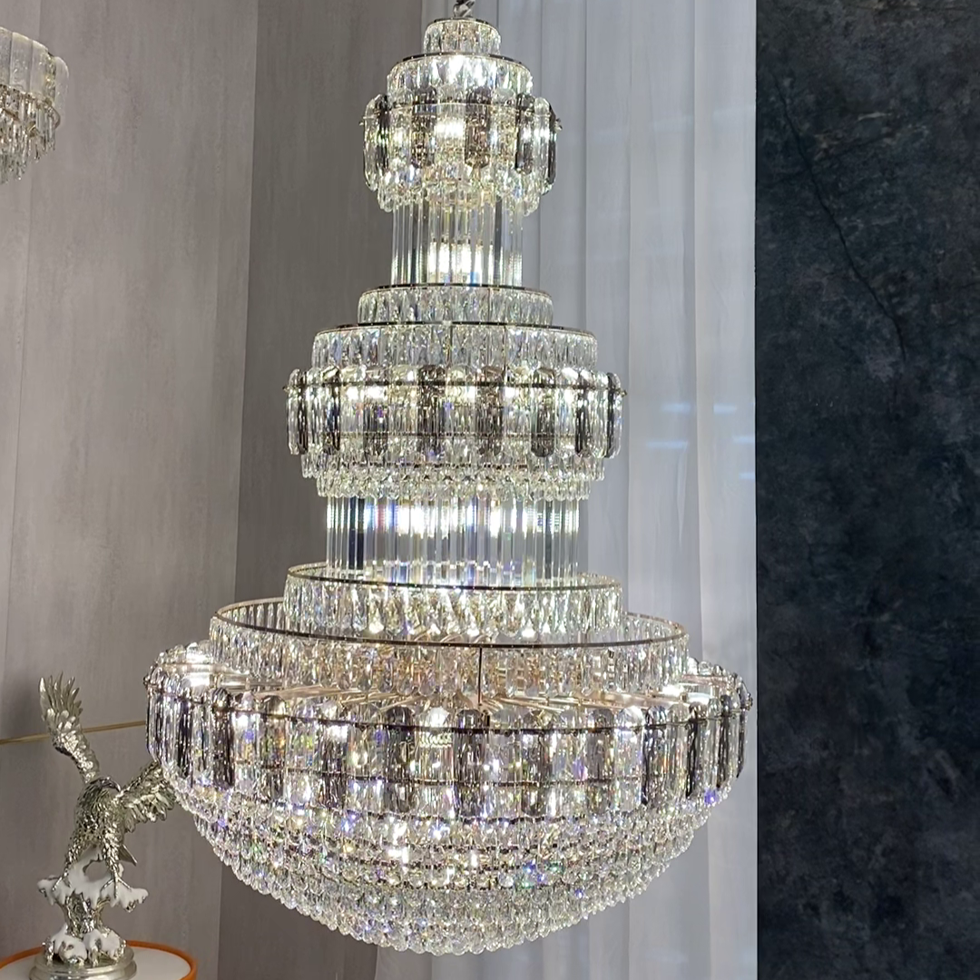 Extra Large Modern Crystal Chandelier Luxury Pendant For Entryway / Staircase / Hotel Foyer