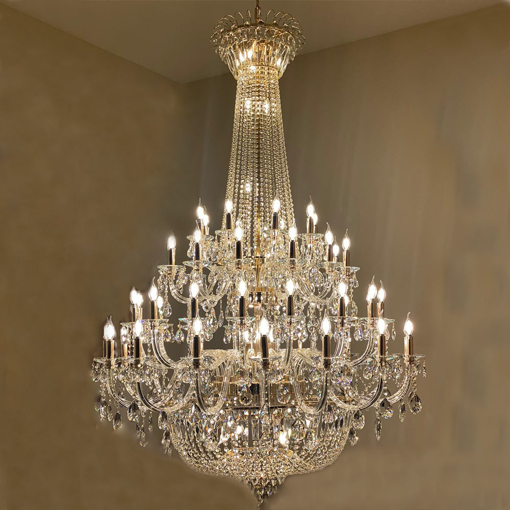 Extra Large European-style Multi-layers Candle Luxury Crystal Chandelier Gold Art Foyer/Staircase Decorative Light Fixture